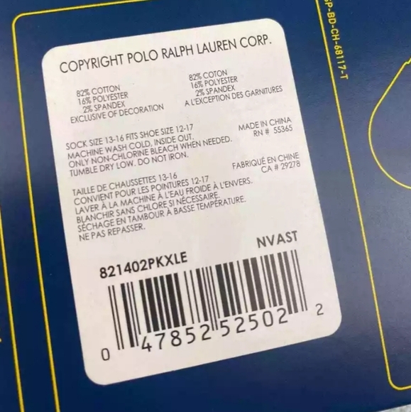 NWT Men's Ralph Lauren Polo Big Pony 3 Pairs Crew Socks - Picture 8 of 12